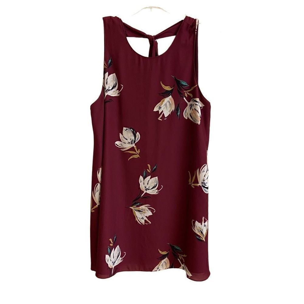 Amanda Uprichard Marnie Floral Shift Dress Mini Sleeveless Burgundy